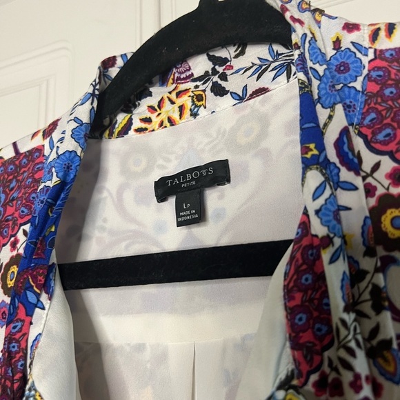 Talbots Tie Neck Top in Floral Medallion - Picture 8 of 11